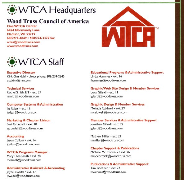 1999 WTCA Annual Report Staff Page