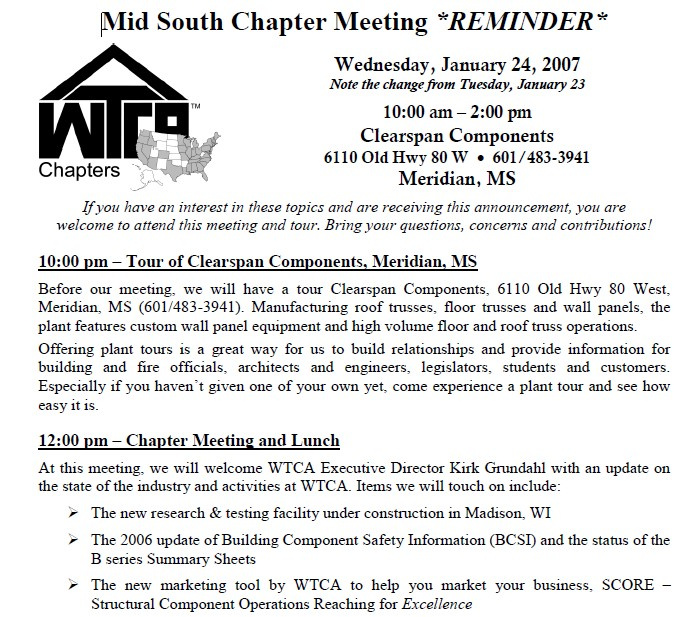 2007 Mid South Chapter Meeting Announcement
