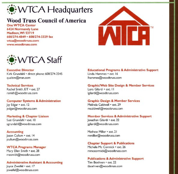 1999 WTCA Annual Report Staff Page